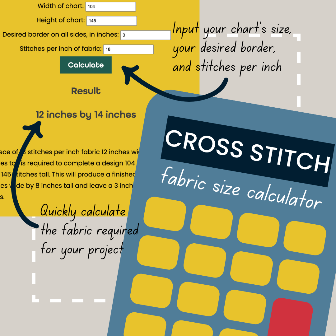 Counted Cross Stitch How to calculate fabric size needed for your chart